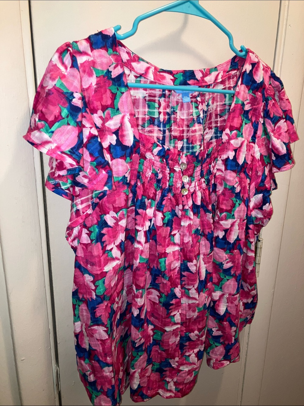 Draper James Pink Floral Crop Top with Smocked Front